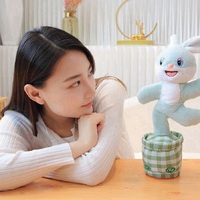 Gloran Factory Populaire Lapin et Vache Électriques Dansants en Peluche de Coton PP, Jouet Enregistreur, Chanteur, Parlant et Dansant, 32cm, Vente en Gros