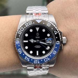 Montre automatique mécanique pour homme, en acier inoxydable 904L, avec lunette en céramique rouge et bleue, mouvement 3285, vente flash - Product Image 4