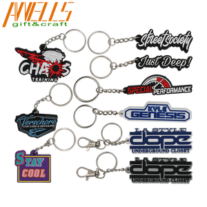 Custom Logo Branded 3D/2D Letterpress Printed PVC Soft Rubber Keychain Keyring Advertising Promotional Gift Keychains