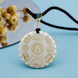 Nouveau pendentif en argent sterling 999 massif de la marque chinoise Ping Joy, Fortune Gold, pour hommes et femmes, avec inscription dorée de <span class=keywords><strong>mots</strong></span> porte-bonheur - Product Image 4