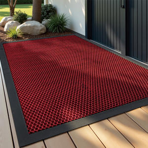Paillasson rouge à boucles élastiques avec bordure noire, antidérapant, résistant à l'usure, pour entrée de maison, hall d'entrée, en PVC rectangulaire - Product Image 3