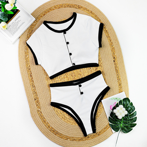 JSN 2025 Patchwork nouveau Design taille haute haut court <span class=keywords><strong>maillot</strong></span> de bain pour femmes Sexy col rond <span class=keywords><strong>deux</strong></span> pièces Bikinis ensemble maillots de bain pour femmes - Product Image 5