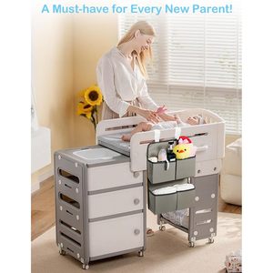 Organisateur de couches suspendu à 4 poches gris argenté pour berceau, parc pour bébé, table à langer, rangement pour bébé - Product Image 6