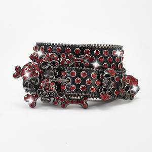 Western Cowboy Punk Belt Hot Girl Moda para hombres Mujeres Skull Ghost Rhinestone PU Material Bling <span class=keywords><strong>Baby</strong></span> Simons Cinturones - Product Image 4