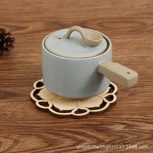 Posavasos de Madera Personalizado con Forma de Flor, Redondo, Color Madera Natural, Aislante del Calor, para Tazas de Té, Decorativo - Product Image 5