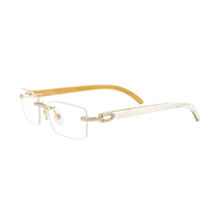 Lunettes de soleil carrées personnalisées avec logo, style vintage, pour hommes, sans monture, verres teintés, en corne de buffle, avec diamants