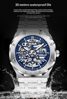 Montre Binbang pour homme, entièrement automatique, mécanique, tourbillon, squelette, acier inoxydable, résistante à l'eau 30M, design ajouré