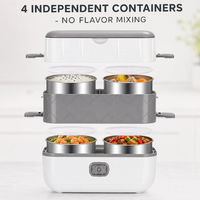 Boîte à lunch électrique multifonction en acier inoxydable 200W, chauffe-plats portable pour adultes, usage domestique et commercial, amovible