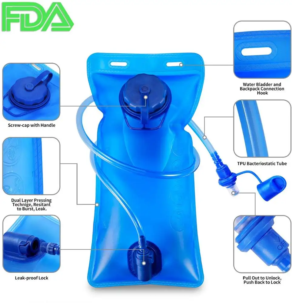 Bolsa de agua de TPU para hidratación, para correr o ciclismo, con boquilla de silicona