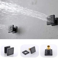 Système de douche dissimulée en laiton thermostatique à 4 voies, 16 pouces, pour salle de bain de luxe, noir