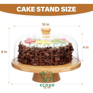 Soporte y Plato para Pastel de Bambú Eco Go de Alta Calidad con Color Personalizable para Fotografía de Alimentos y Exhibición de Bocadillos - Product Image 2