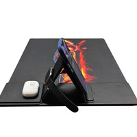 Tapis de souris de jeu en verre haute précision 3-en-1, support de bureau tout-en-un avec charge sans fil rapide pour e-sport compétitif