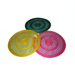 Manteles individuales ecológicos, venta al por mayor, flecos bohemios tejidos, yute Natural, bambú, algas marinas, manteles individuales redondos para mesa de comedor y cocina - Product Image 1