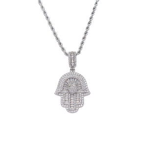 CN244 <span class=keywords><strong>Collana</strong></span> Unisex Placcata Oro con Catena a Corda in Ottone e <span class=keywords><strong>Ciondolo</strong></span> CZ, Gioiello Hip Hop Trendy con Zirconi Cubici, Regalo Bling Bling - Product Image 1