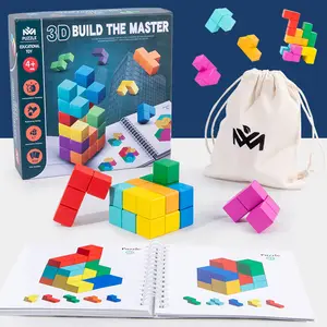 Factory 3D Wooden Puzzle Cube Space Creative Building Blocks Wooden Puzzle Game Toys Color Building Blocks For Children