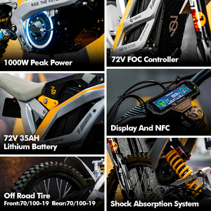 Dirt Bike électrique écologique 72V 35AH 410N.m couple suspension complète 10000W moto électrique puissante pour <span class=keywords><strong>Enduro</strong></span> - Product Image 5