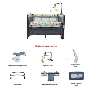 Cuna Portátil Multifuncional para Bebés Recién Nacidos, Plegable, con Fundas de Asiento Manuales, Ruedas de Plástico Duraderas, Suministros para Bebés - Product Image 6