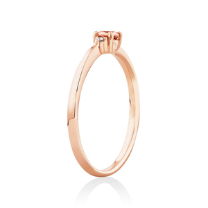 Anillo de Compromiso MaiYi con Morganita, Oro Sólido de 14K, Diamante Champagne, Anillo de Moissanita - Product Image 4