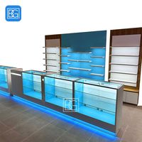 Vitrine de présentation en verre pour magasin de tabac, comptoir de vente au détail avec éclairage LED, étagères de présentation en verre pour magasin de tabac