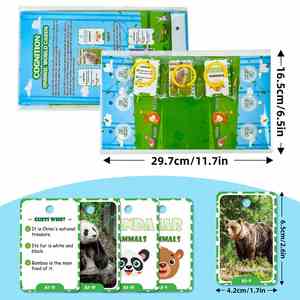 Herramienta de Aprendizaje para Niños Pequeños, Tabla de Bolsillo de Doble Cara con Animales para el Reconocimiento de Palabras, para Jardín de Infancia - Product Image 6