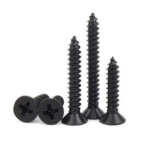 100 unidades/bolsa Tornillos autorroscantes de cabeza plana de acero inoxidable 304 con óxido negro M1.2 M1.4 M1.5 M2 M2.2 M2.6 M3 M4 para madera, métricos - Product Image 1