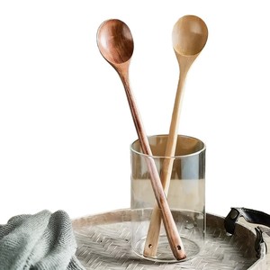 Juego de cucharas de cocina de madera, 2 piezas, mango largo, color sólido, para revolver, utensilios de cocina - Product Image 5
