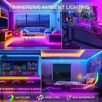 Светодиодная лента SMD5050 Smart RGB с Wi-Fi, синхронизацией музыки, IP20/IP65, меняющая цвет, для игровой комнаты и спальни, 12В/24В