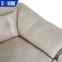 MANWAH CHEERS Sofá Reclinable Eléctrico Modular Moderno de 3 Plazas en Tela Beige con Mesa Auxiliar para Villa y Taller