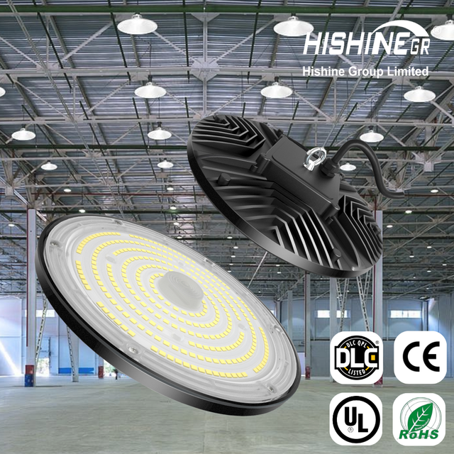 Hishine High Bay Light 100W 150W 200W Ultra Bright IP65 Waterproof UFO Led Light Warehouse Workshop Factories 5-Year Warranty