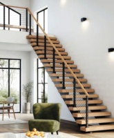 Escalier flottant de luxe pour cuisine intérieure avec design moderne, construction en aluminium, structure mono-cantonnière