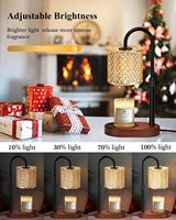 Lampe chauffe-bougie électrique avec minuterie, variateur d'intensité et hauteur réglable, en bois de teck, pour décoration de table et bougies parfumées