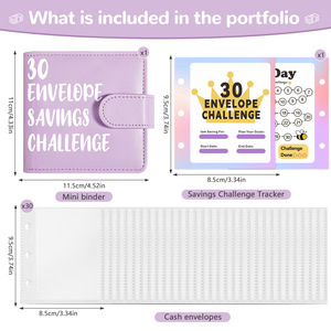 New Hot Bán Thiết Kế Mới Kit Ngân Sách Chất Kết Dính Mật Khẩu Khóa 30 Phong Bì Tiết Kiệm Thách Thức Tiền Cuốn Sách Với Khóa - Product Image 5