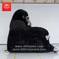 Canapé gonflable publicitaire 360° sur mesure, grand format, motif gorille, mascotte animale de dessin animé, imperméable, durable, moderne pour les fêtes