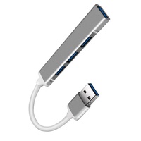 Base de Conexión USB 3.0 de 4 Puertos con Transferencia de Datos de 480 Mbps, Carga, Aleación de Aluminio, Gris Plateado, Garantía de 12 Meses, en Stock - Bajeal