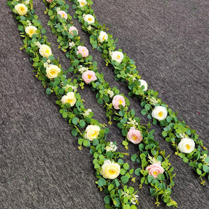 Leaf White Camellia Vine Rose <strong>Eucalyptus</strong> Leaf Vine Wedding Festival Decoration Flower Garland - Product Image 2