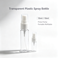Botol Semprot Plastik Transparan 15ml 10ml dengan Tutup Pompa Tekan, Atomizer Parfum Kosmetik Mini Isi Ulang