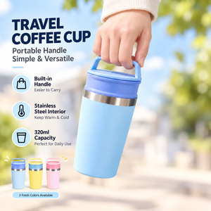 แก้วกาแฟสแตนเลส 304 เก็บความร้อนสุญญากาศ พร้อมหูหิ้วพกพา ป้องกันการรั่วซึม เหมาะสำหรับใช้ในออฟฟิศและกิจกรรมกลางแจ้ง - Product Image 3