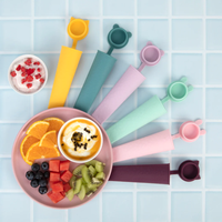 Nouveaux moules de tube de crème glacée en silicone réutilisables sans BPA multicolores moules à glace en silicone avec couvercle pour enfants
