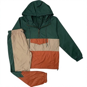 Ensemble coupe-vent unisexe léger à capuche avec empiècements, veste et pantalon, survêtement de course, séchage rapide, écologique, 100 % nylon, personnalisable - Product Image 3