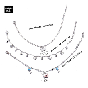 Trendz N61810 gros bracelet de cheville pied bijoux argent plaqué chaîne coeur <span class=keywords><strong>papillon</strong></span> charme bracelet de cheville pour les femmes - Product Image 5