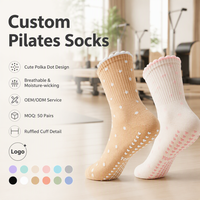 Calcetines de Yoga y Pilates Antideslizantes con Diseño de Puntos para Mujer, Personalizados al por Mayor, OEM, Tejidos en Jacquard, de Algodón, para Ejercicio y Deporte