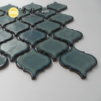 Mosaïque de carreaux de lanterne en céramique verte arabesque pour la décoration murale du magasin