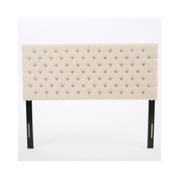 Cadre de lit avec tête de lit rembourrée en bois de couleur beige de Chine, taille Queen