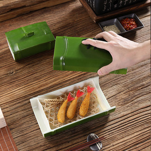Vassoio Decorativo per Servire Sushi e Cucina Giapponese, Piatto per Sashimi, Sushi, Dessert <span class=keywords><strong>Fritti</strong></span>, Hot Pot e Antipasti con Coperchio - Product Image 4
