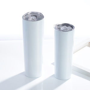 20oz Skinny White Straight Sublimation Blanks Tumblers Stainless Steel with <b>Metal</b> <b>Straws</b> Minimalist Halloween Coffee Mugs - Product Image 6