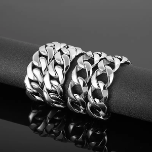 Collar de cadena cubana de ancho grueso de acero inoxidable de Metal pesado, Collar de tendencia, joyería de moda para hombres - Product Image 1