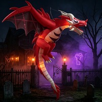Dinosaure gonflable lumineux LED Dragon Flammant style américain pour Halloween, idéal pour les fêtes de jardin – Jouets gonflables très demandés