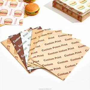 Feuilles d'emballage pour sandwichs et hamburgers en papier kraft, personnalisées avec logo, résistantes à la graisse, revêtues de PE, jetables, de qualité alimentaire - Product Image 1