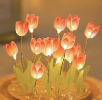Lampe LED 3D en forme de tulipe, lumière miroir, faite à la main, lampe de chevet, lampe de nuit, fleur artificielle, ambiance romantique, décoration de la maison