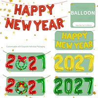 Nouvel Ensemble de Ballons en Aluminium pour le Nouvel An 2027 – Ballons Chiffres de 16, 32, 40 Pouces, Couronne de Noël et Nœud pour Fête du Nouvel An et Décoration Intérieure